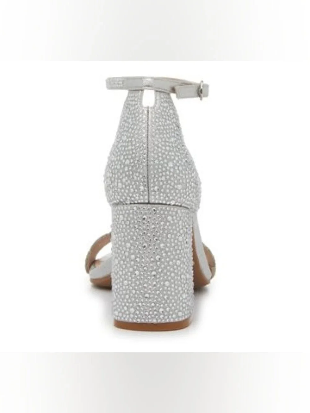 Katie & Kelly Sparkling Silver Rhinestone Ankle-Strap Block Heel Sandal (NEW) - Picture 4 of 14